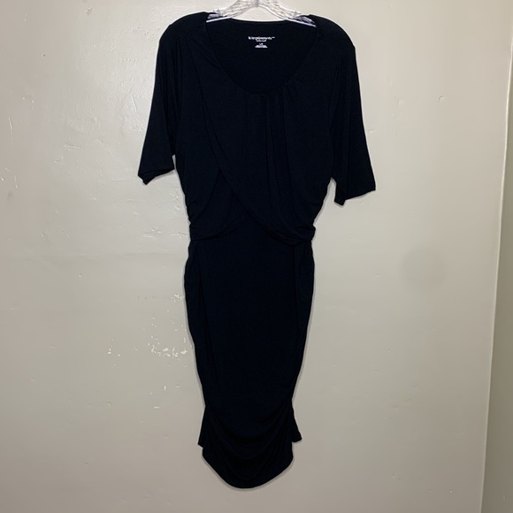 LIZ LANGE Maternity Dress Black Soft Stretchy Jersey Knit Form Fitting Large - Picture 1 of 11